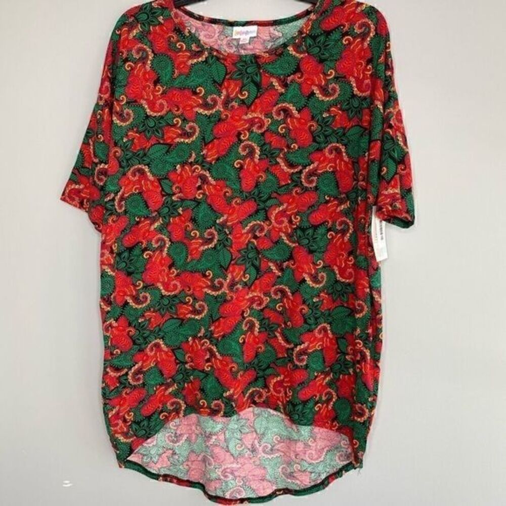 LuLaRoe Irma Red Green Top XS‎
